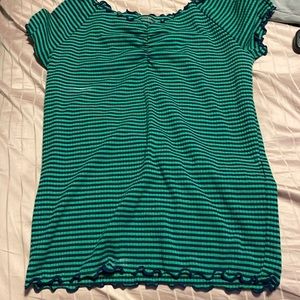 Green and Navy Blue scrunch shirt